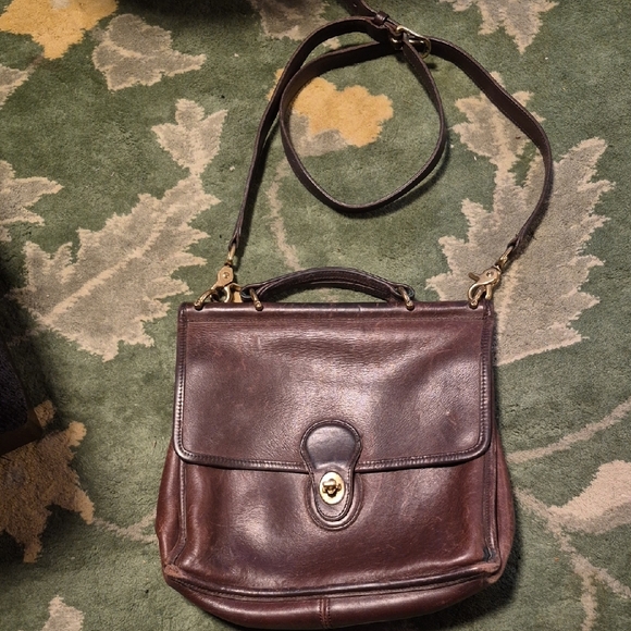 Coach Dark Brown Leather Messenger Bag - Picture 2 of 15
